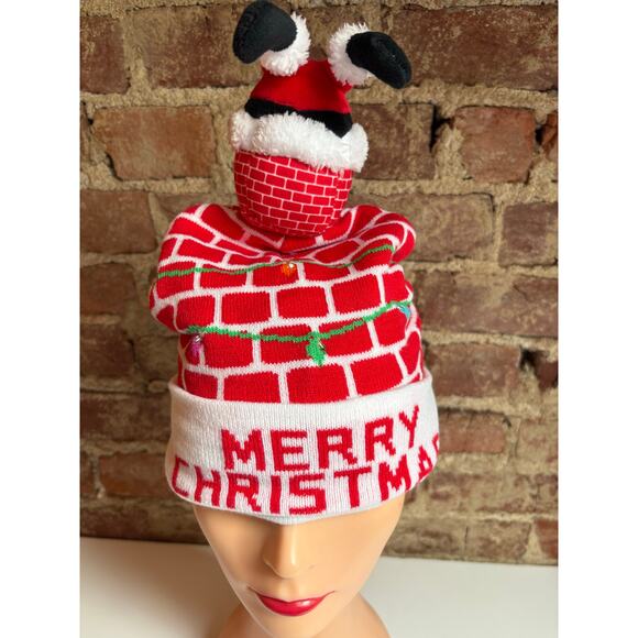 Ugly Christmas Sweater Hat Unisex LED Light-up Novelty Knitted Xmas Beanie Cap - Picture 3 of 5